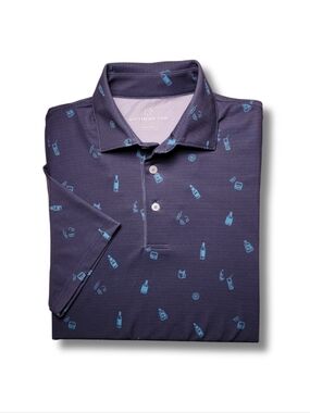 Southern Tide Navy Cocktail All Over Print Performance Golf Polo S